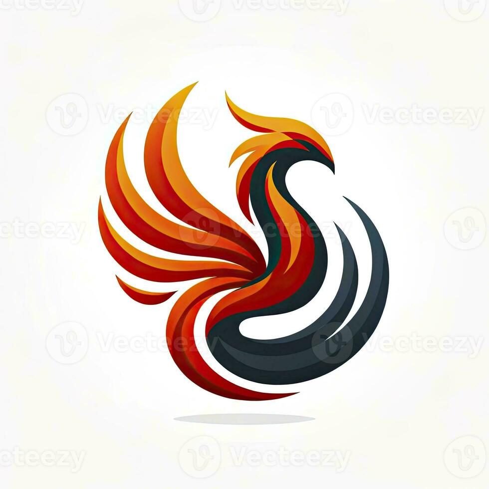 A modern, abstract representation of a phoenix rising from flames, symbolizing rebirth, transformation, and resilience. AI Generated photo