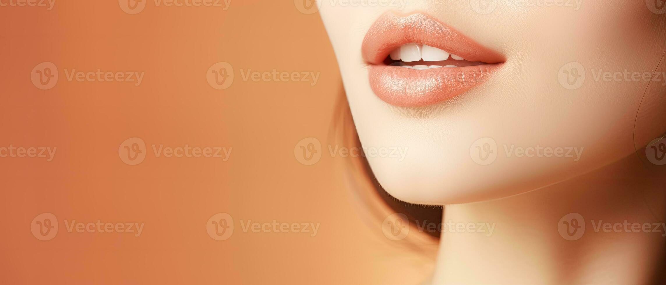 Close-up of female lips, AI generated photo