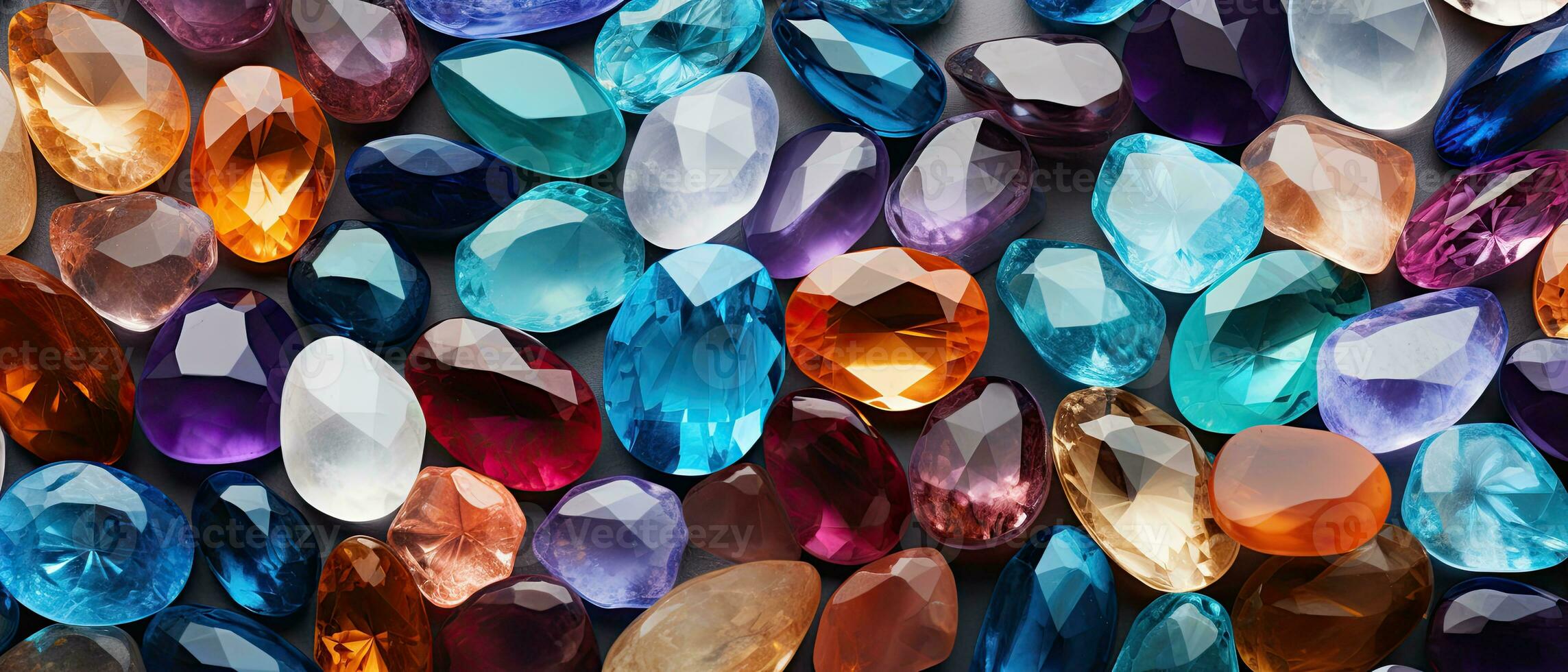 Colorful gemstones background, shiny gems luxury jewelry stones, AI generated photo