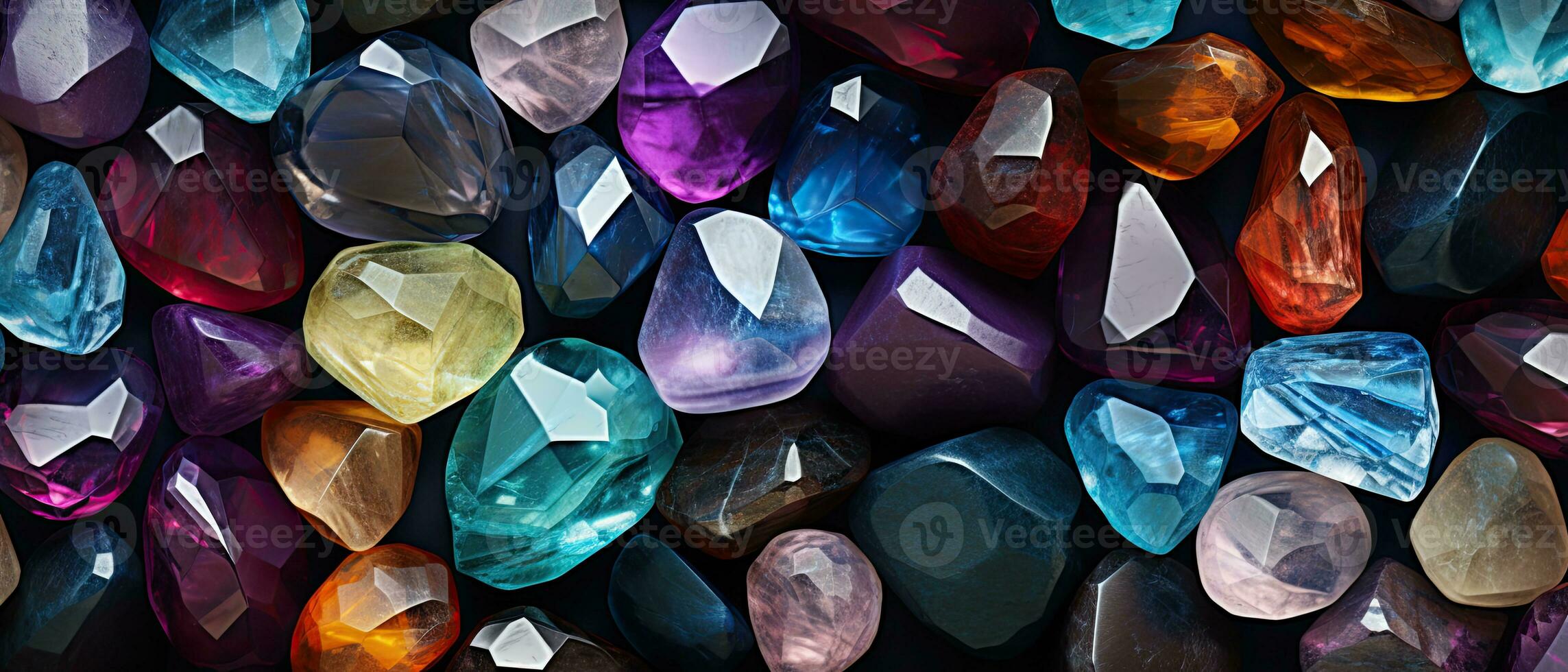 Colorful gemstones background, shiny gems luxury jewelry stones, AI generated photo