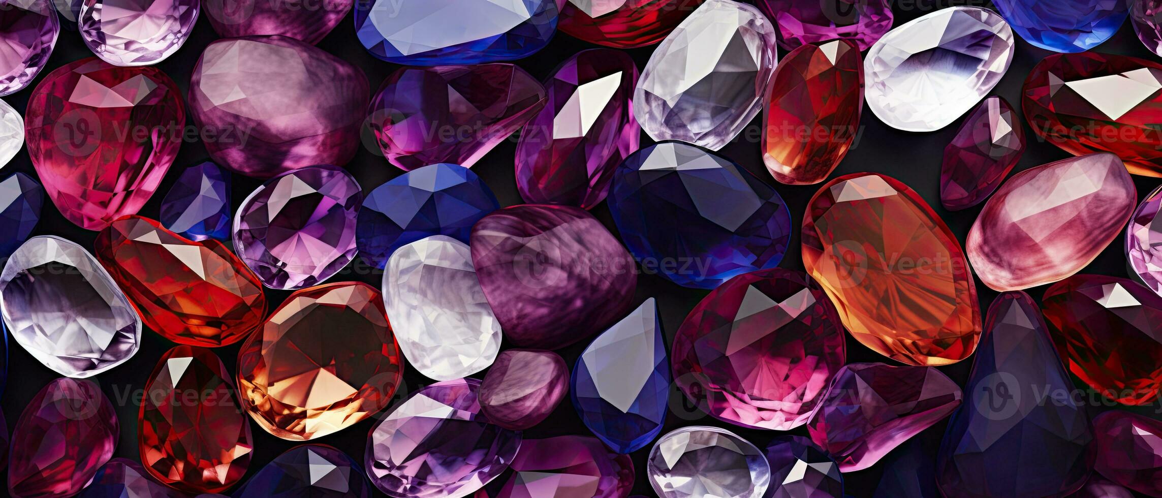 Colorful gemstones background, shiny gems luxury jewelry stones, AI generated photo