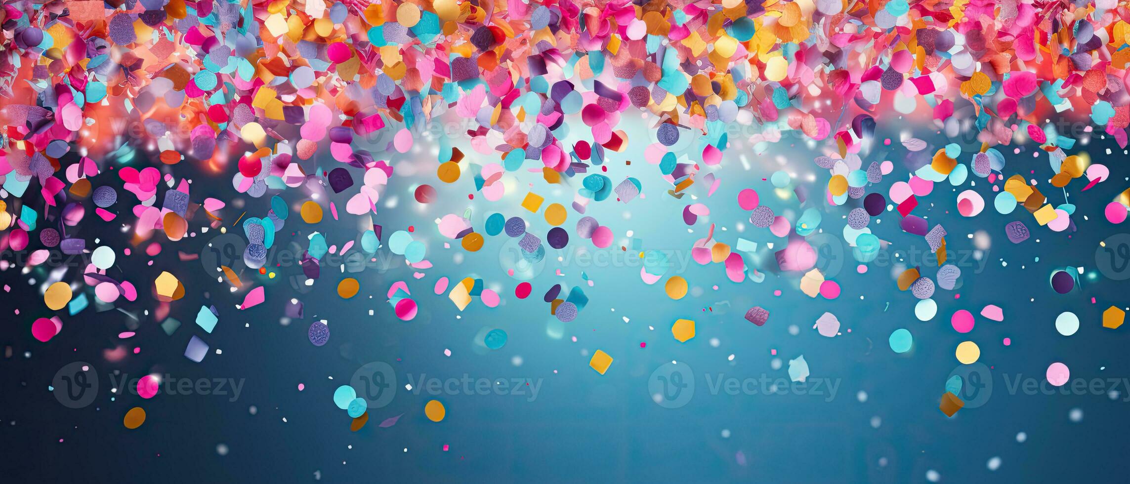 Confetti trickles down from above, abstract background, colourful celebration design, AI generated photo