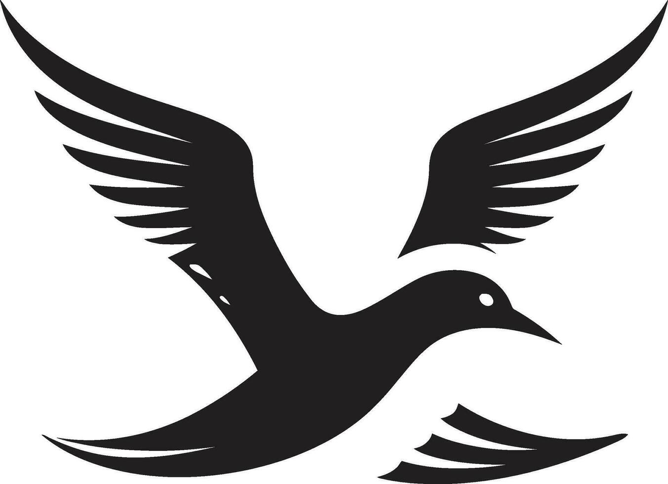 Seagull Noir Vector Logo Icon in Black Inky Elegance Black Seagull Emblem Profile