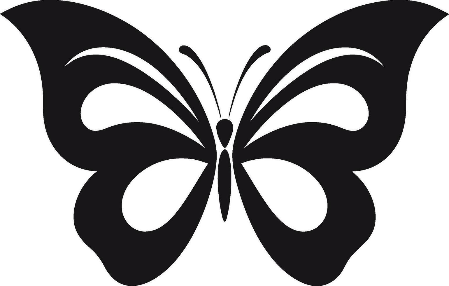 Noir Charm Takes Wing Butterfly Symbol Elegance in Shadows Monochromatic Butterfly Emblem vector