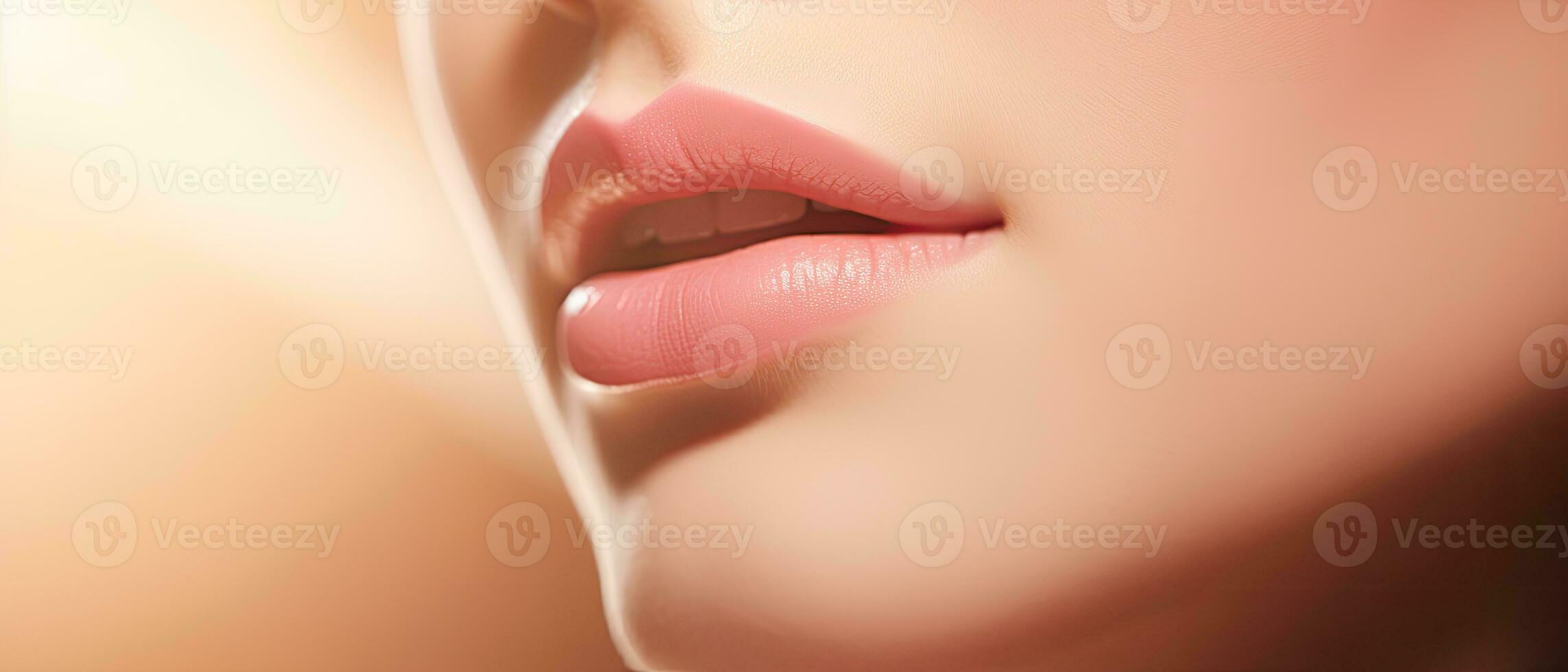 Close-up of female lips, AI generated photo