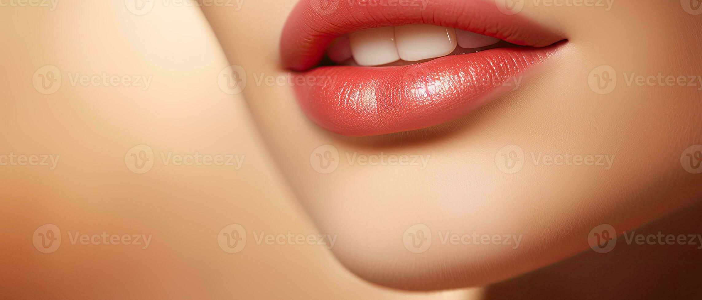 Close-up of female lips, AI generated photo