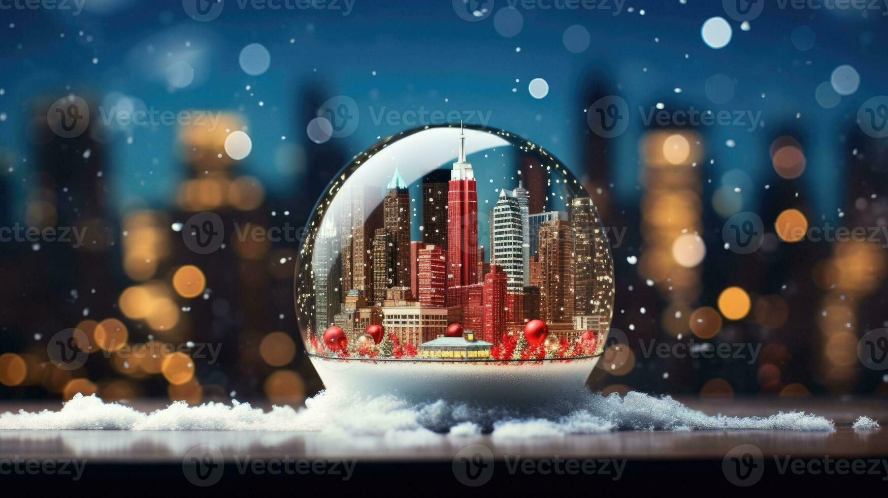x'mas christmas winter snowglobe cityscape, generated ai photo