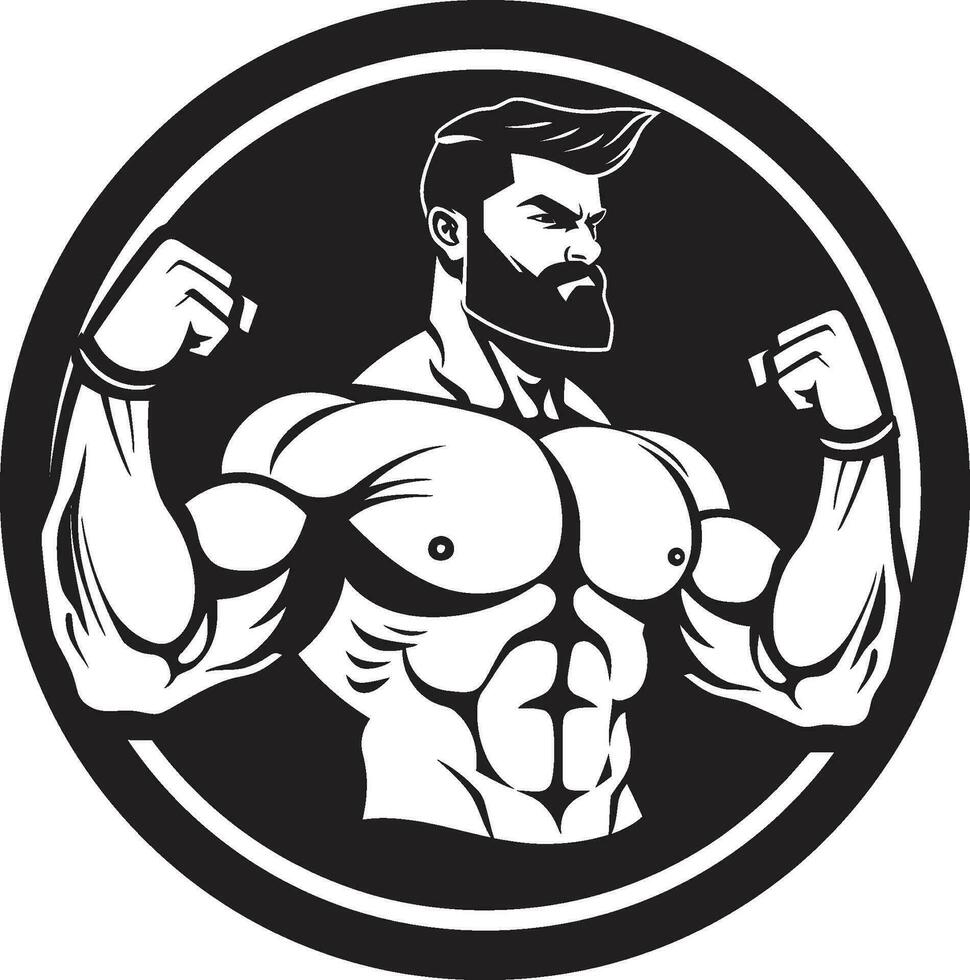 Muscle Marvel Black Vector Display of Muscular Triumph Sculpted Excellence Monochromatic Tribute to Flexing Form in Vector