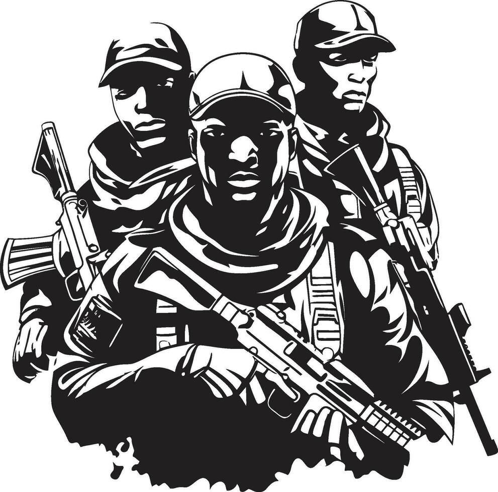 The Art of Bravery Monochrome Vector Portrait of Courageous Commitment Stealthy Guardians Black Vector Art Celebrating the Armys Watch