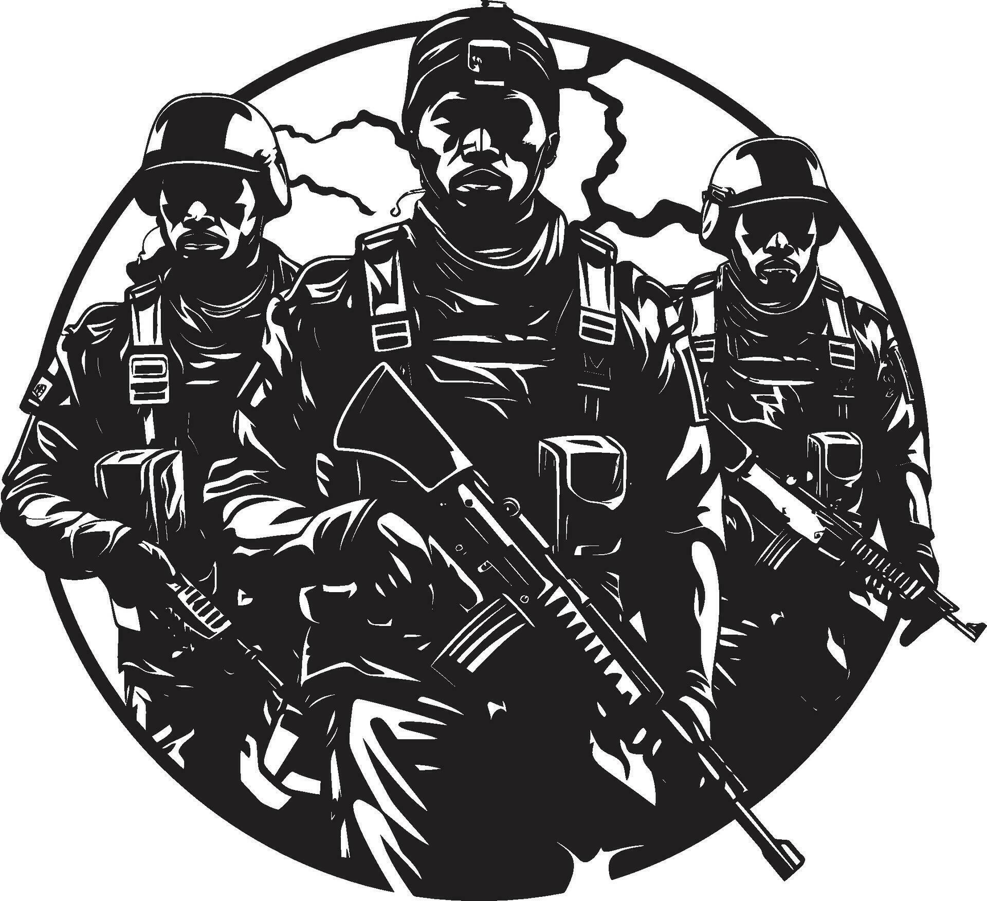 Invisible Dedication Monochrome Vector Depiction of Armys Resolve Army