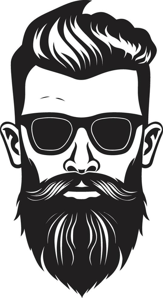 bigotudo estético negro vector representación de hipster pavonearse cafetería vibraciones monocromo vector Arte celebrando barbado frio