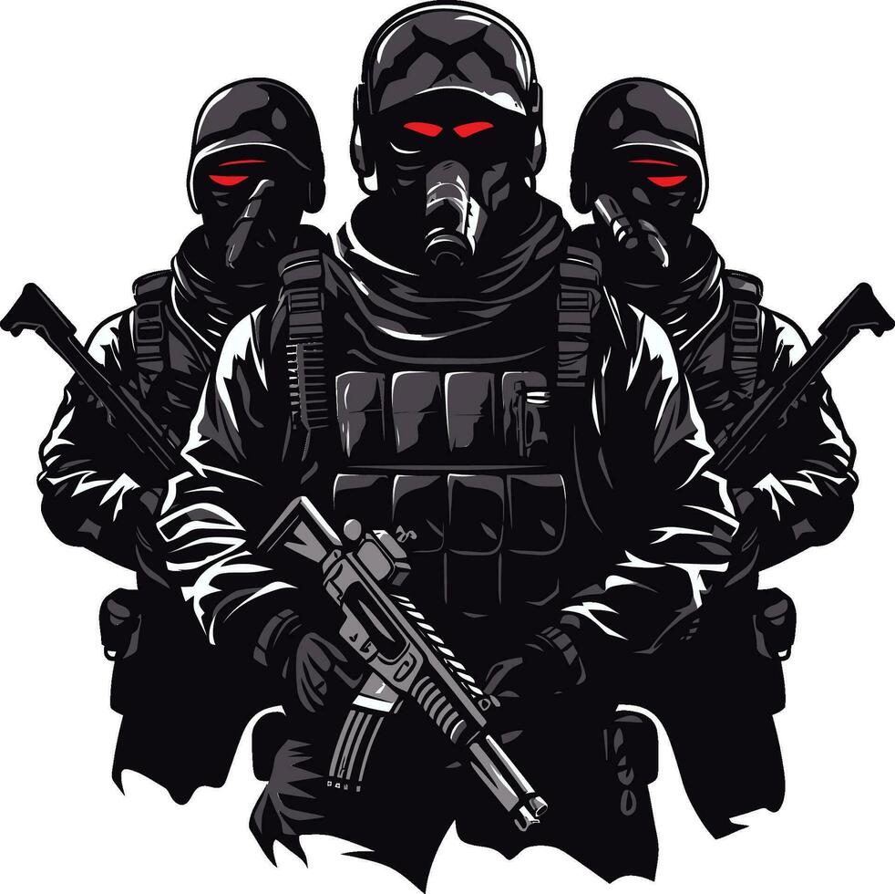 Bravery Unseen Monochromatic Vector Portrait of Stealthy Sacrifice Heroes in the Night Black Vector Art Celebrating Silent Defenders