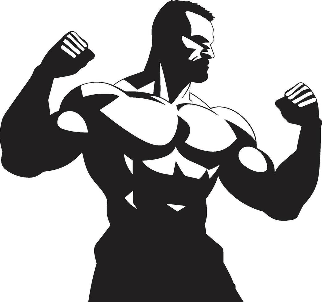 Champions Display Monochrome Tribute to Muscular Form in Vector Flexing Glory Black Vector Art of Muscular Dominance