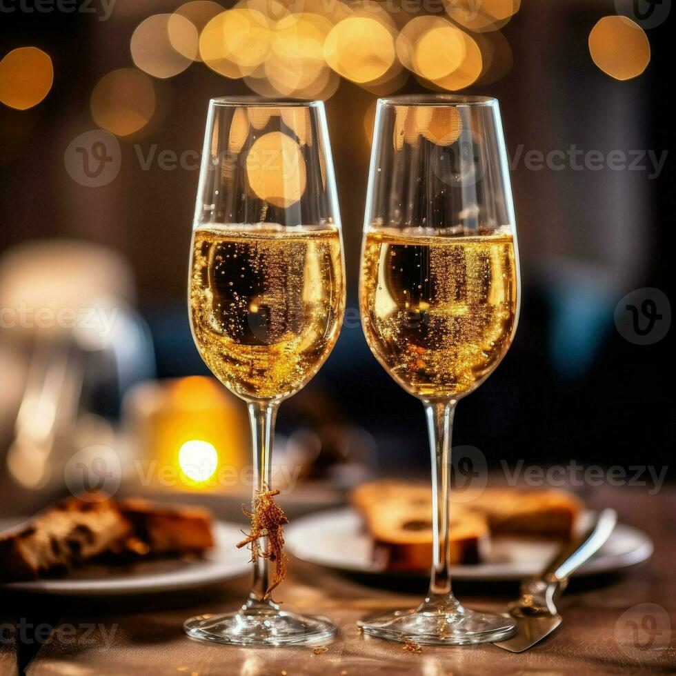 two glass with champagne, AI Generative photo
