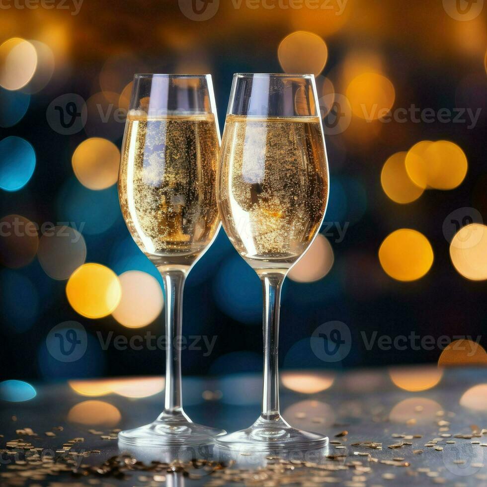 two glass with champagne, AI Generative photo