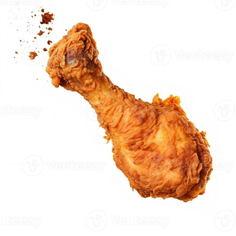 fried chicken drumsticks, crispy fried chicken pieces flying in the air AI Generative photo