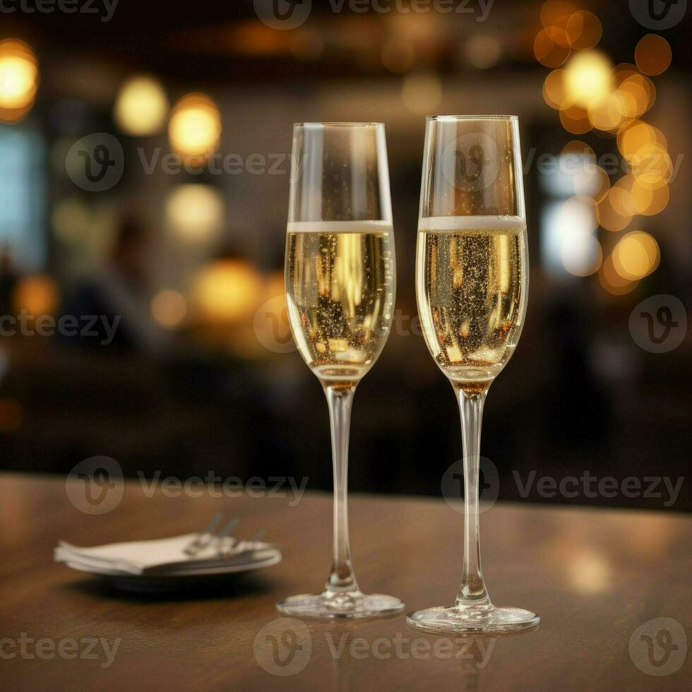 two glass with champagne, AI Generative photo