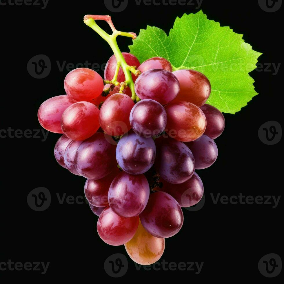 fresh grape cluster with leaves, AI Generative photo