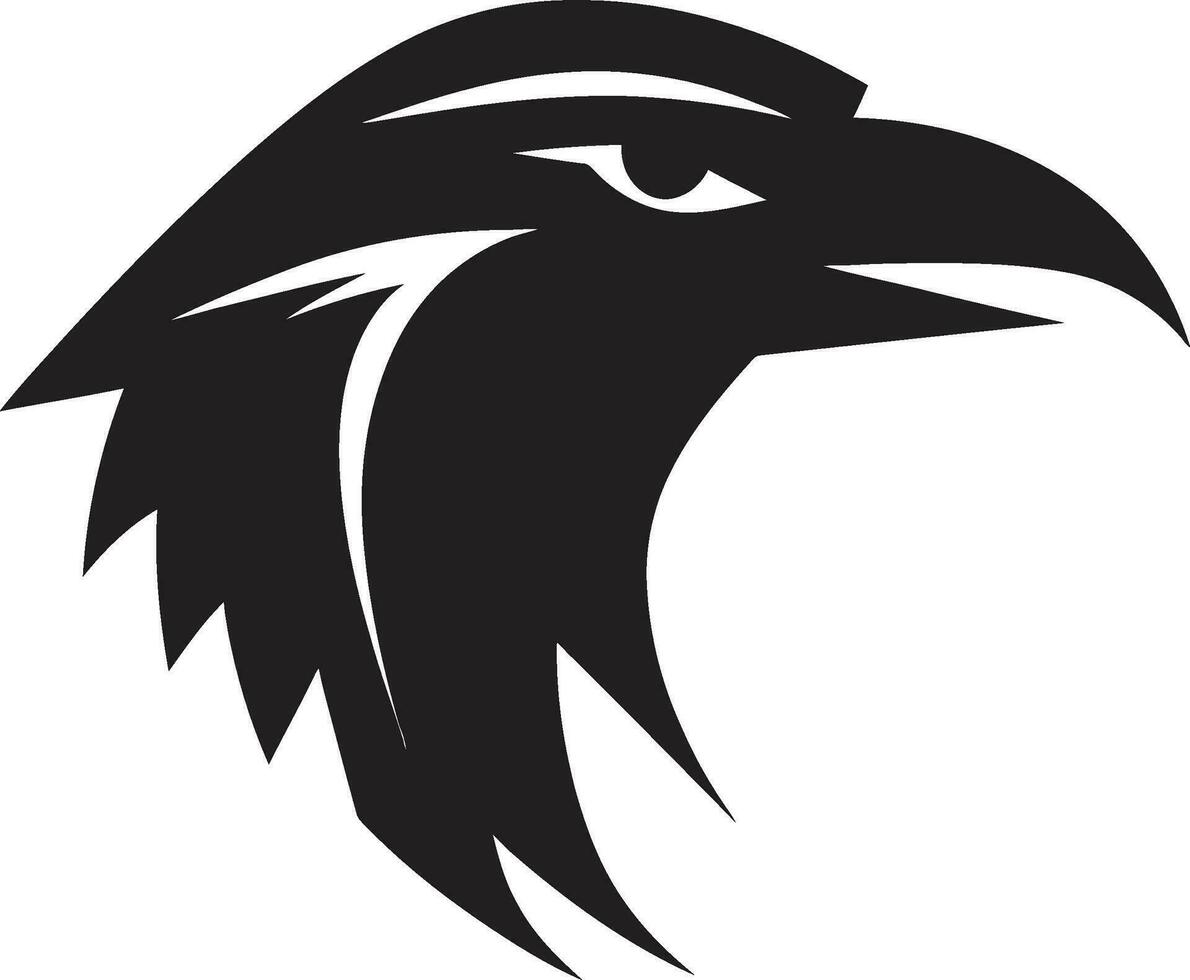 Abstract Black Crow Vector Icon Premium Raven Monochrome Symbol