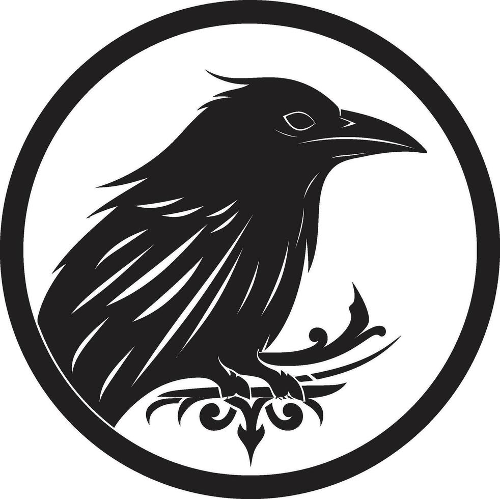 Sleek Raven Silhouette Design Modern Raven Symbolic Seal vector