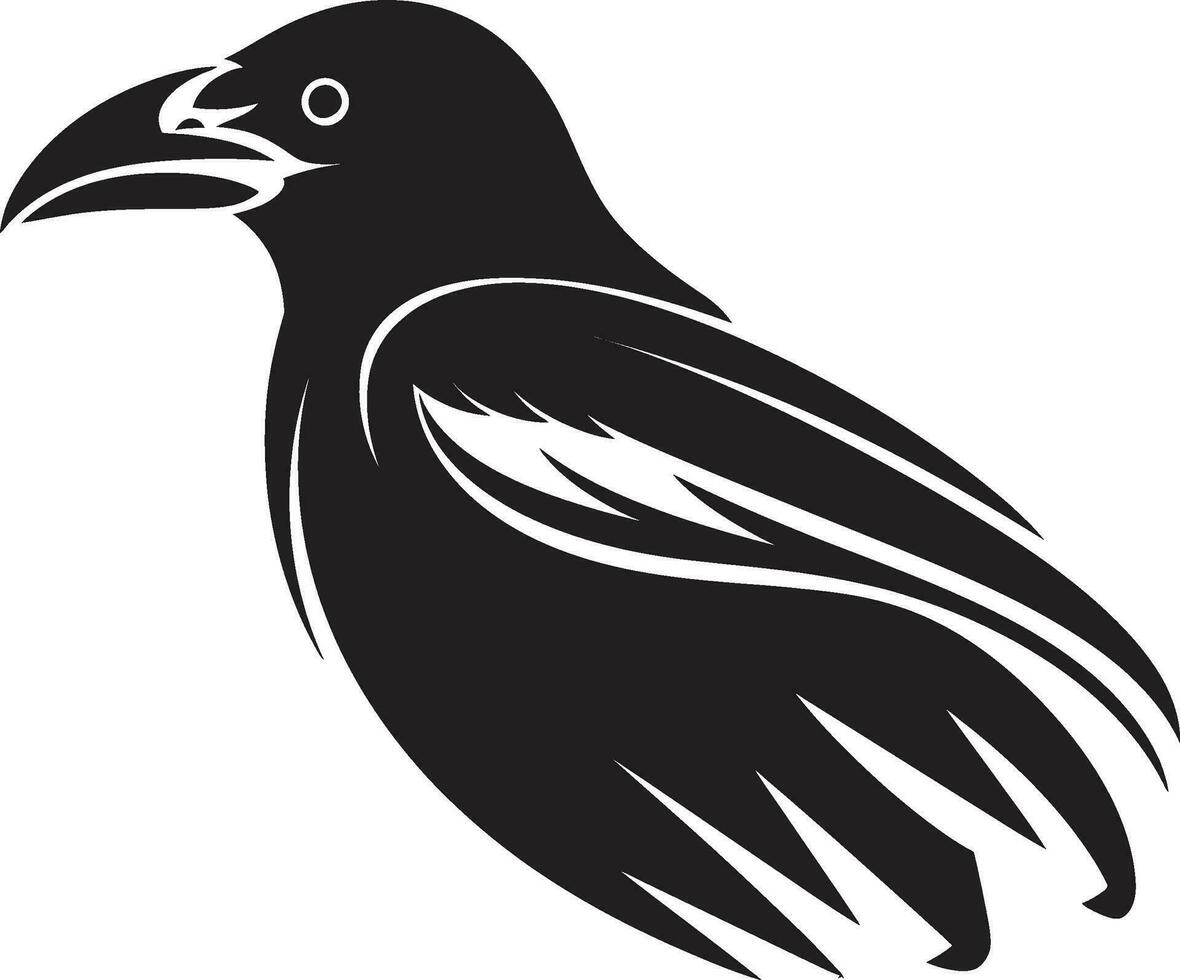 Raven Silhouette Minimalist Logo Black Raven Monogram Design vector
