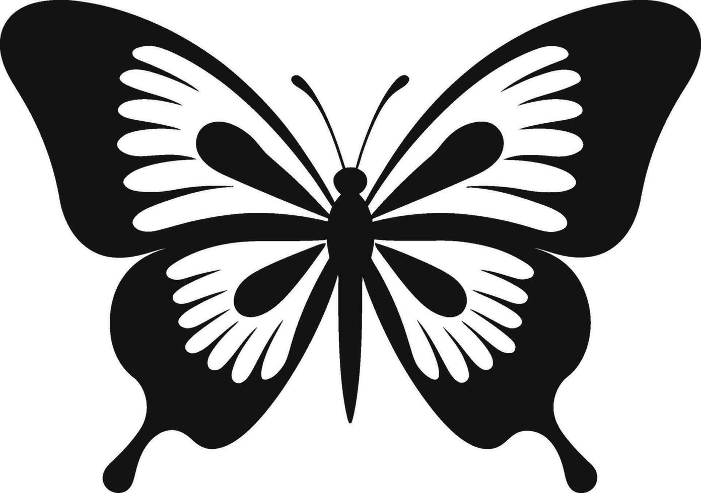 Butterfly Silhouette in Noir A Work of Art Intricate Grace Black Butterfly Emblem vector