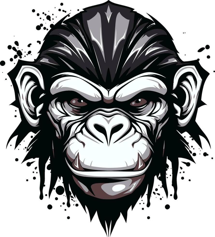 Artistic Wildlife Black Chimpanzee Design The Noble Chimp A Work of Natural Beauty vector