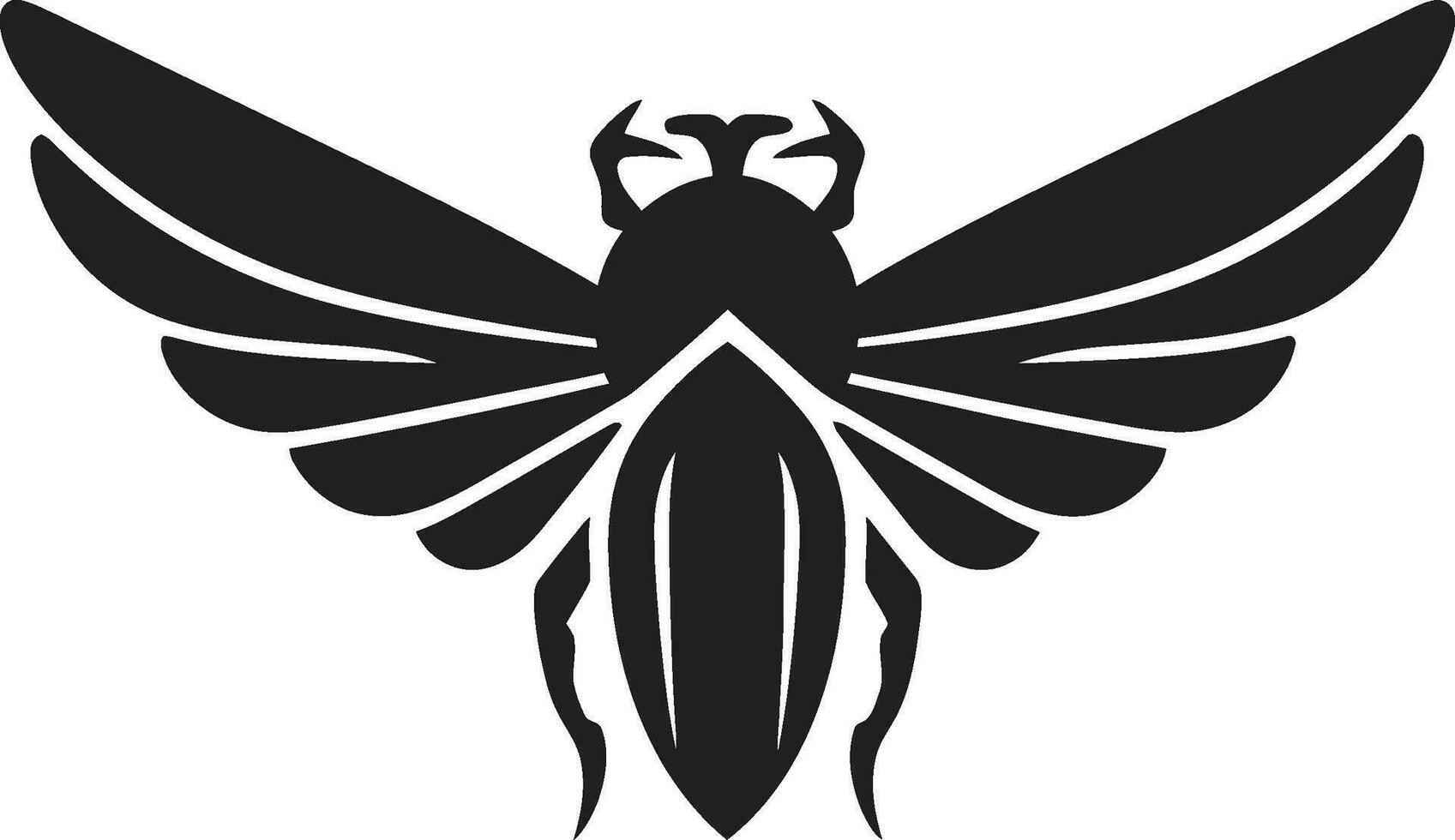 The Cicadas Lullaby Black Vector Logo in Monochrome Elegant Insect Song A Timeless Ode in Black