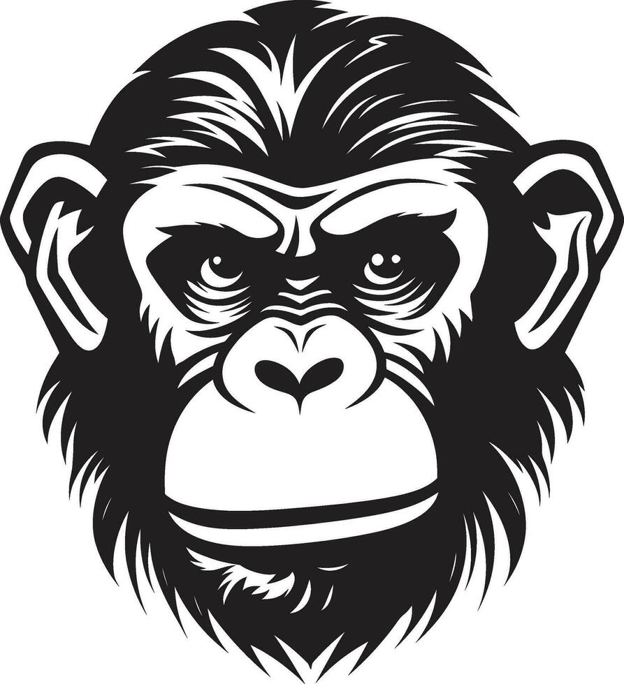 Majestic Ape Icon A Work of Natural Beauty Sculpted in Black Chimpanzee Emblem in Monochrome vector