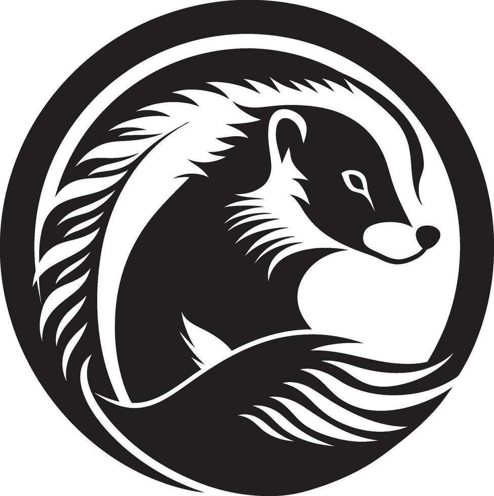 Dark Delightful Creature Monochromatic Marvel Midnight Monochrome Majesty Skunk Icon vector