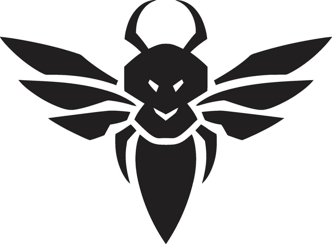 Hornets Sting Minimalistic Charm Midnight Aggression Insect Silhouette vector