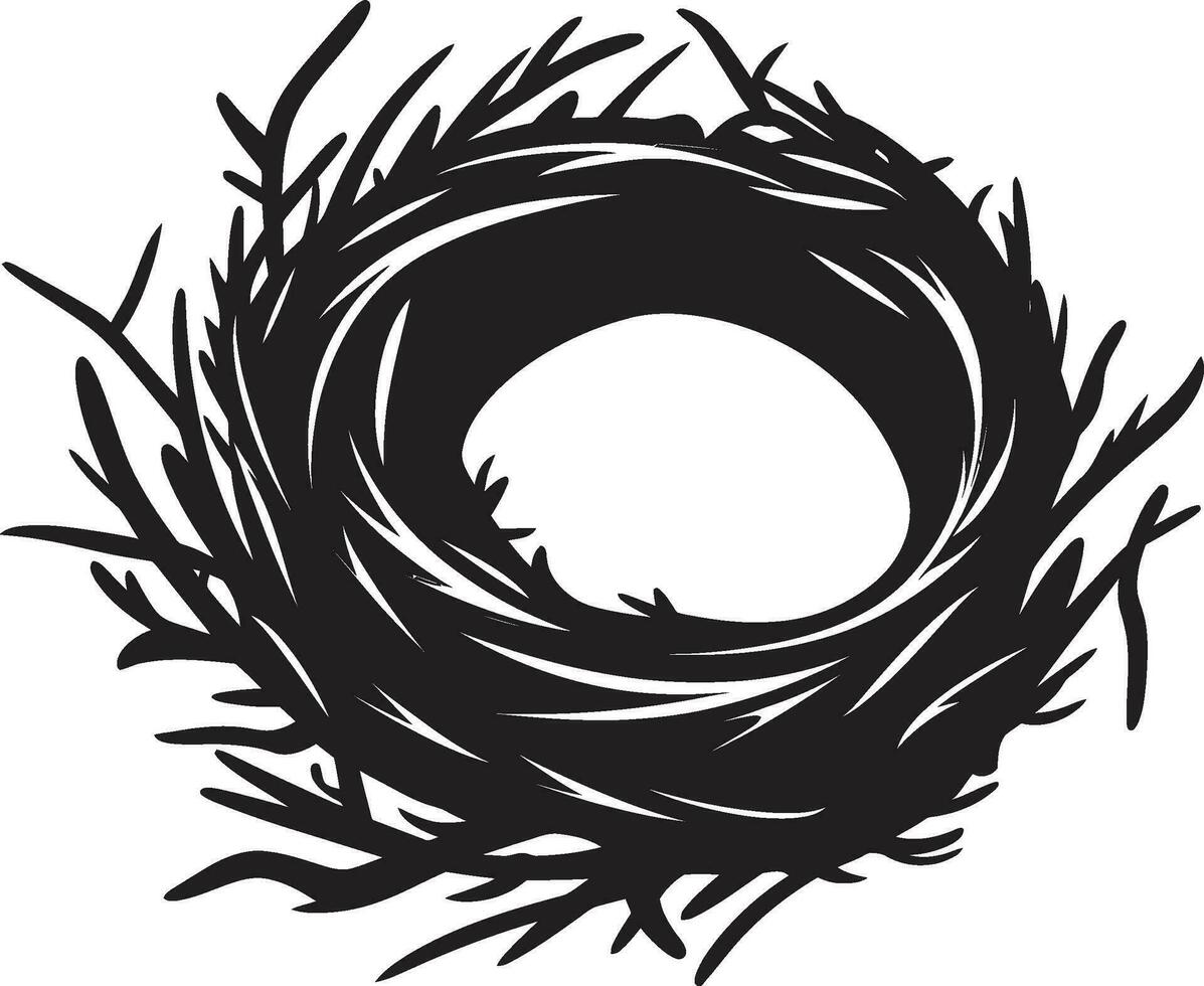 Crafted Comfort in Black Bird Nest Icon Nest of Elegance Noir Bird Nest Logo vector