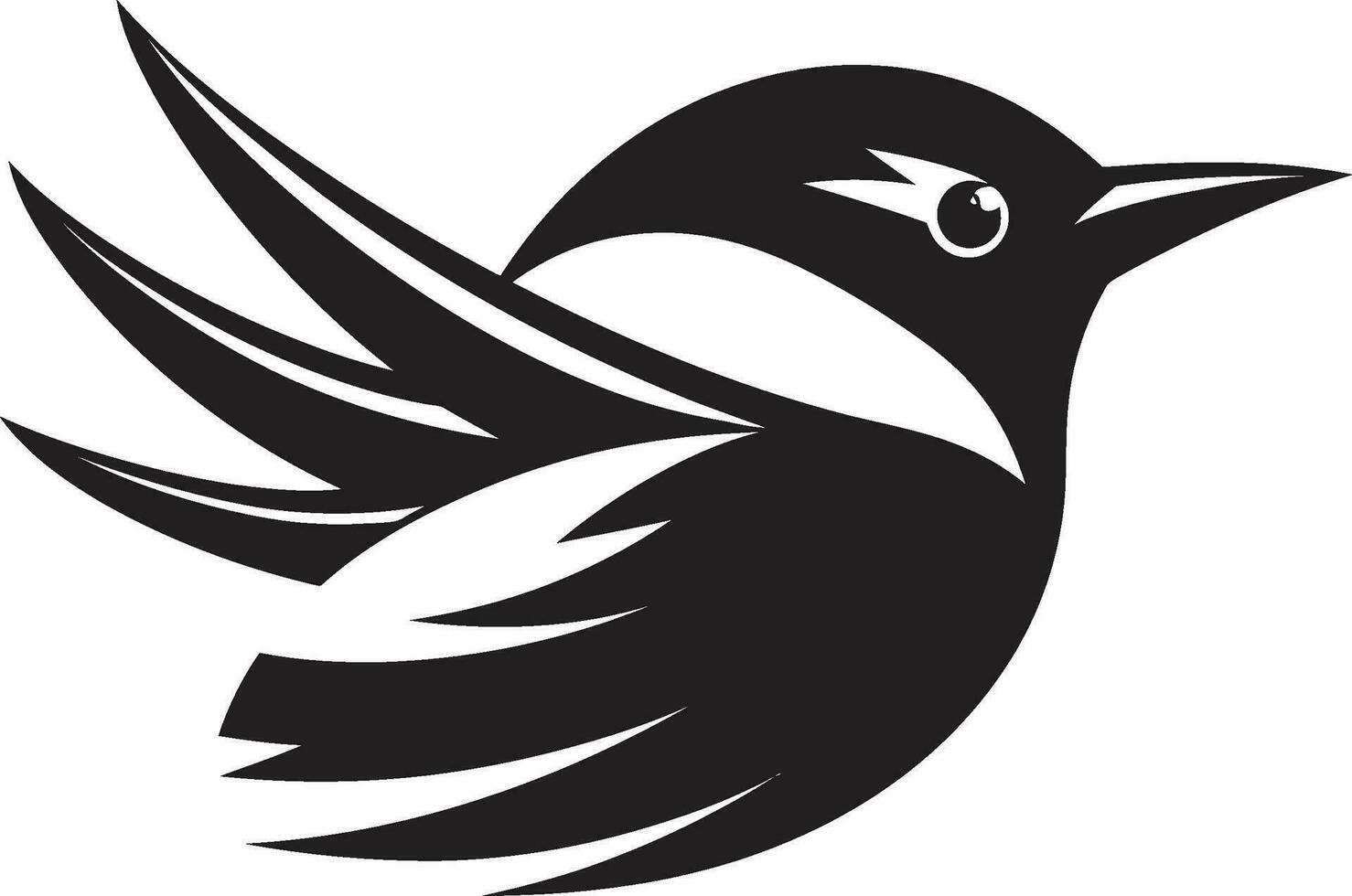 Avian Silhouette Elegant Black Sparrow Serenade in Flight Subtle Vector Charm