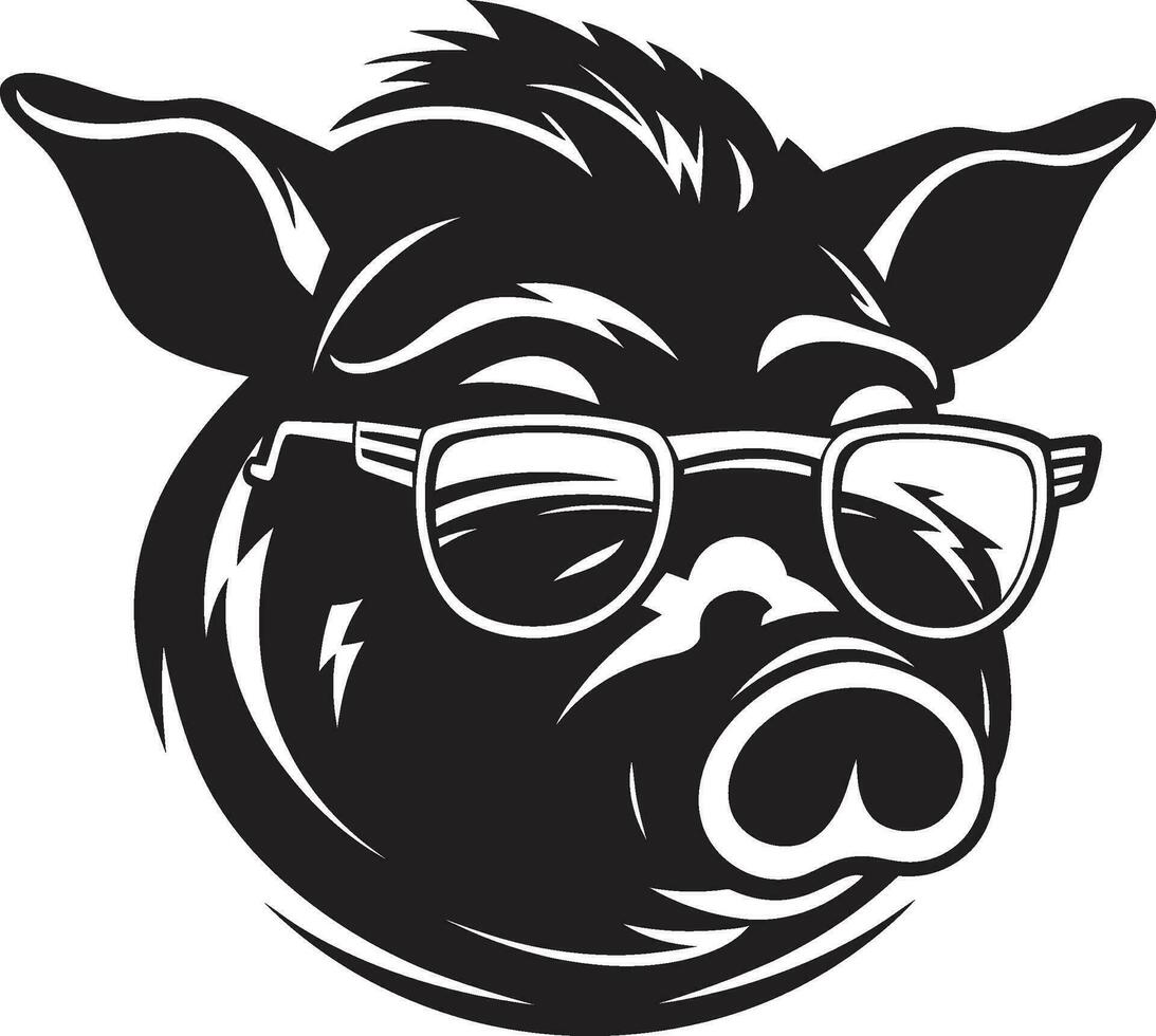 Artistic Pig Logo Concept Black Pineapple Elegance vector