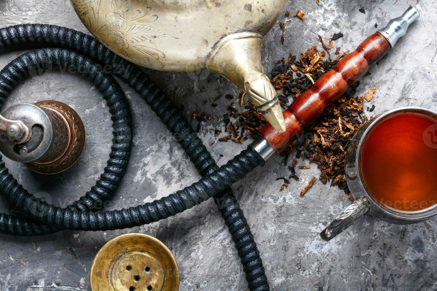 Modern hookah with tea photo