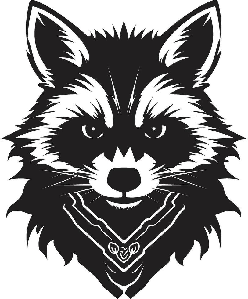 mapache silueta minimalista marca elegante negro enmascarado bandido icono vector