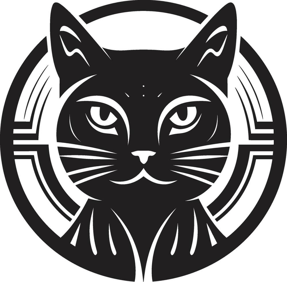 Monochromatic Feline Majesty Whiskered Elegance in Vector