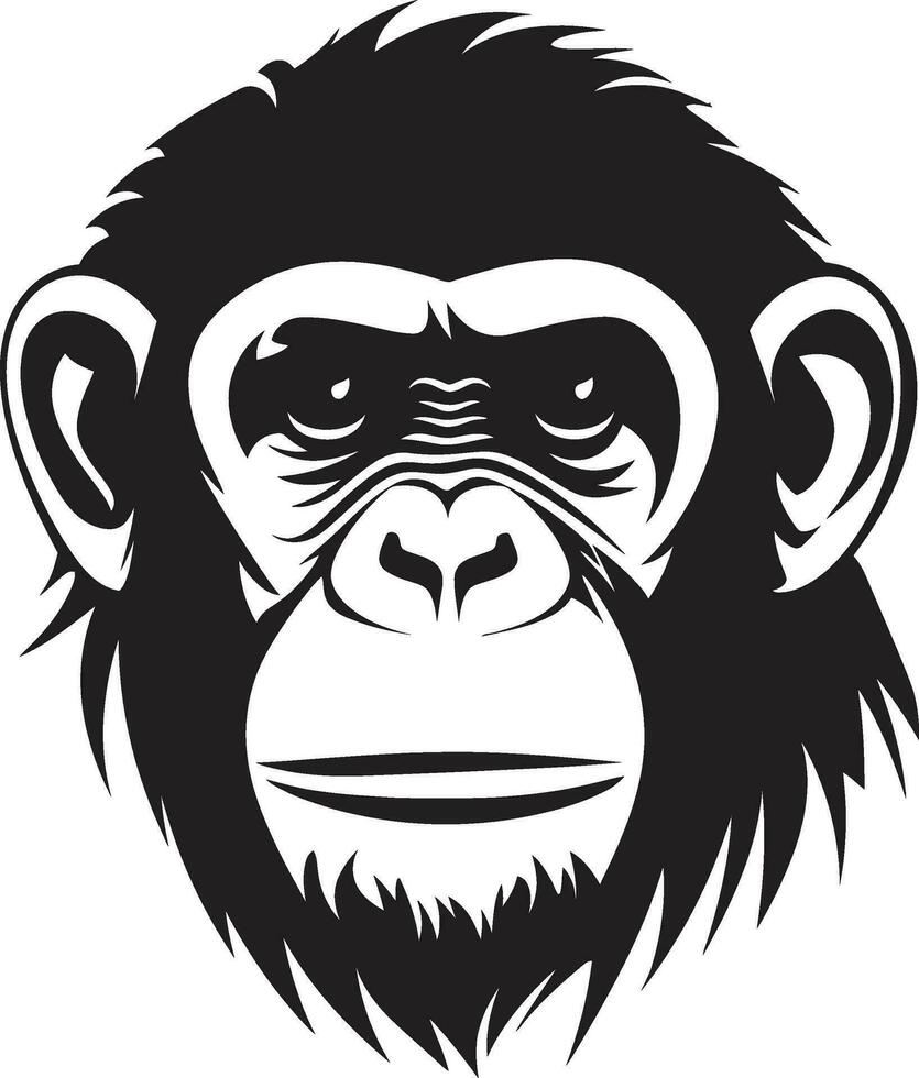 Elegant Chimpanzee Icon A Tribute to Wildlife Monochromatic Magic Black Chimpanzee Design in Vector