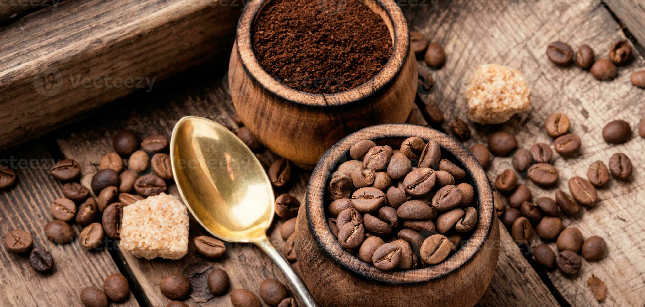 Coffee beans and grounds photo