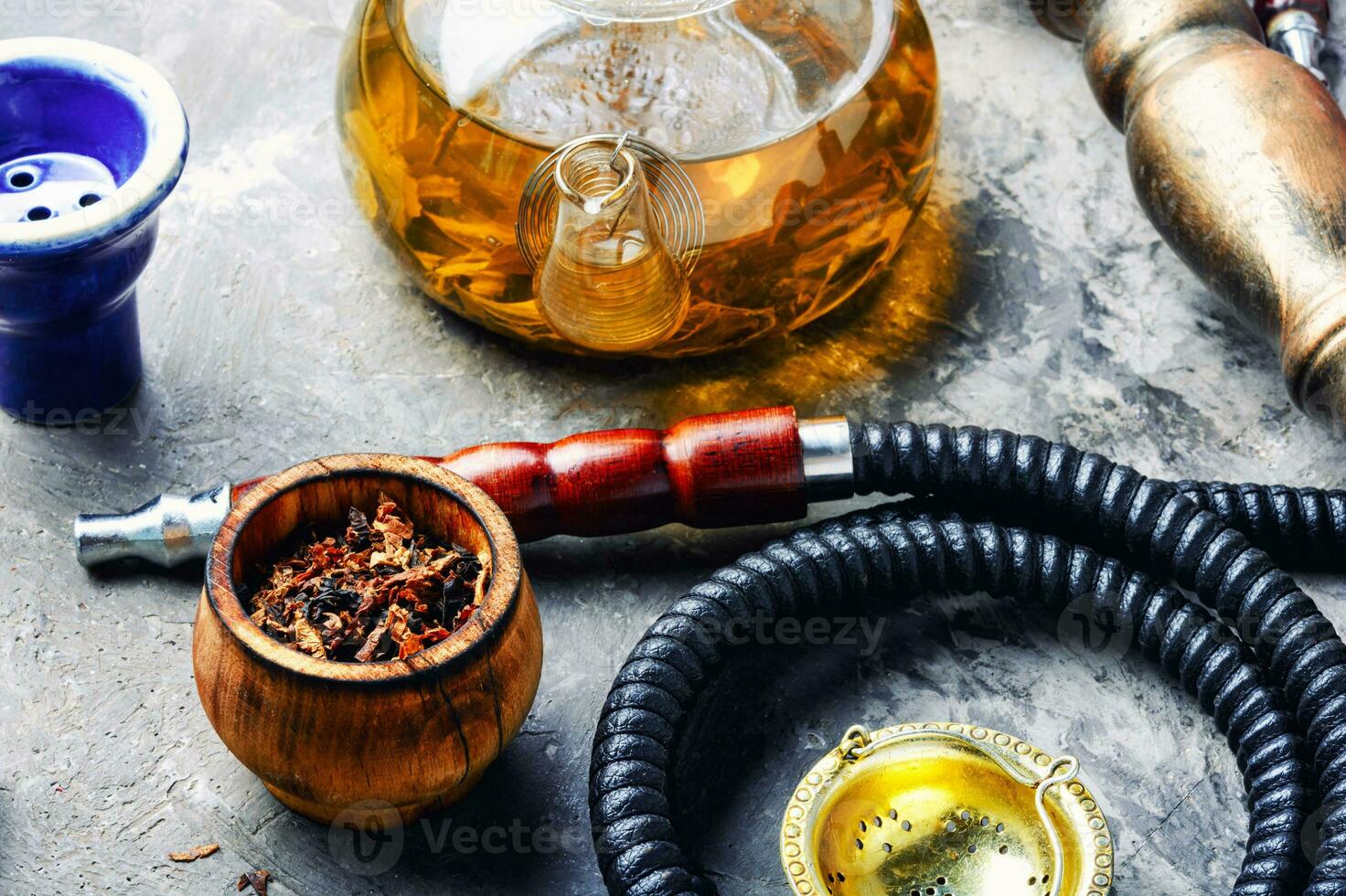 Modern hookah with tea photo