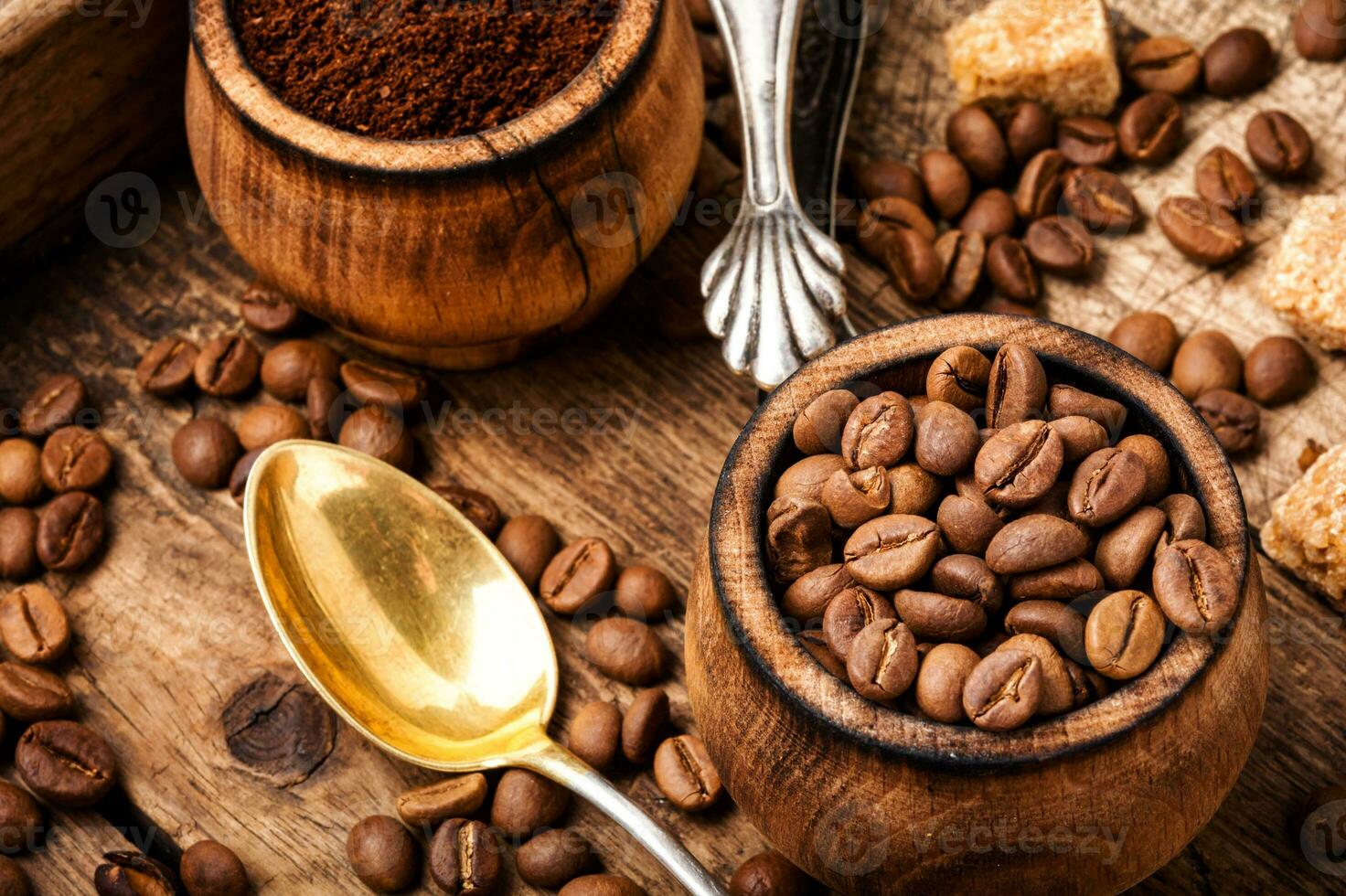 Coffee beans and grounds photo