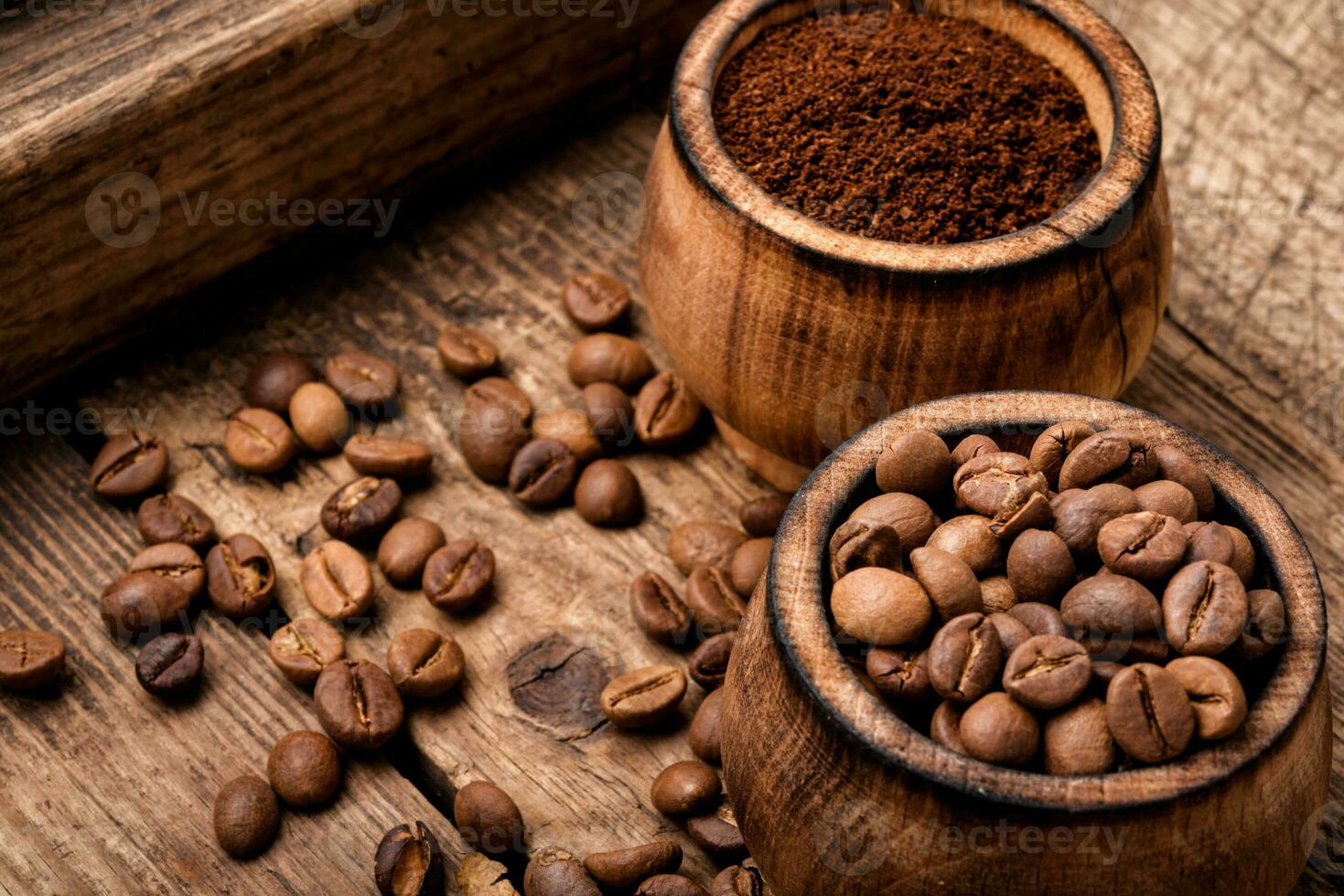 Coffee beans and grounds photo