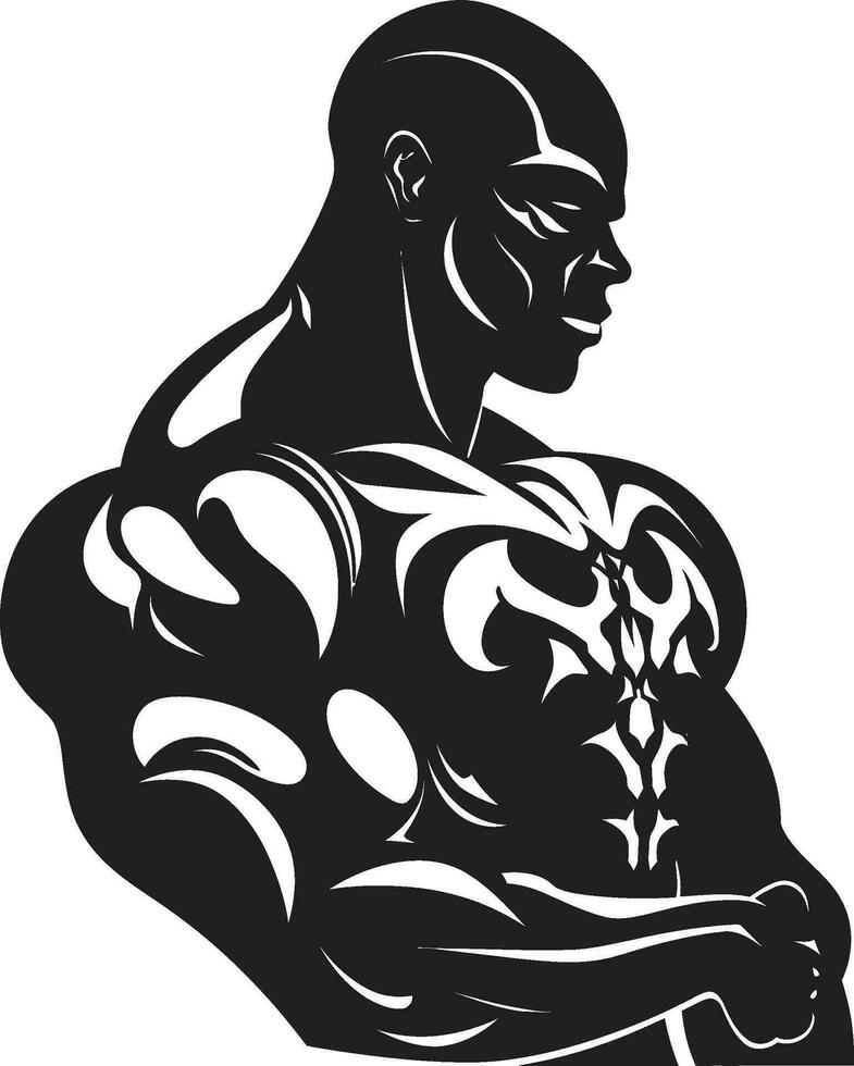 Sculpted Physique Majesty Black Bodybuilder Art Serenity in Strength Vector Muscle Symphony