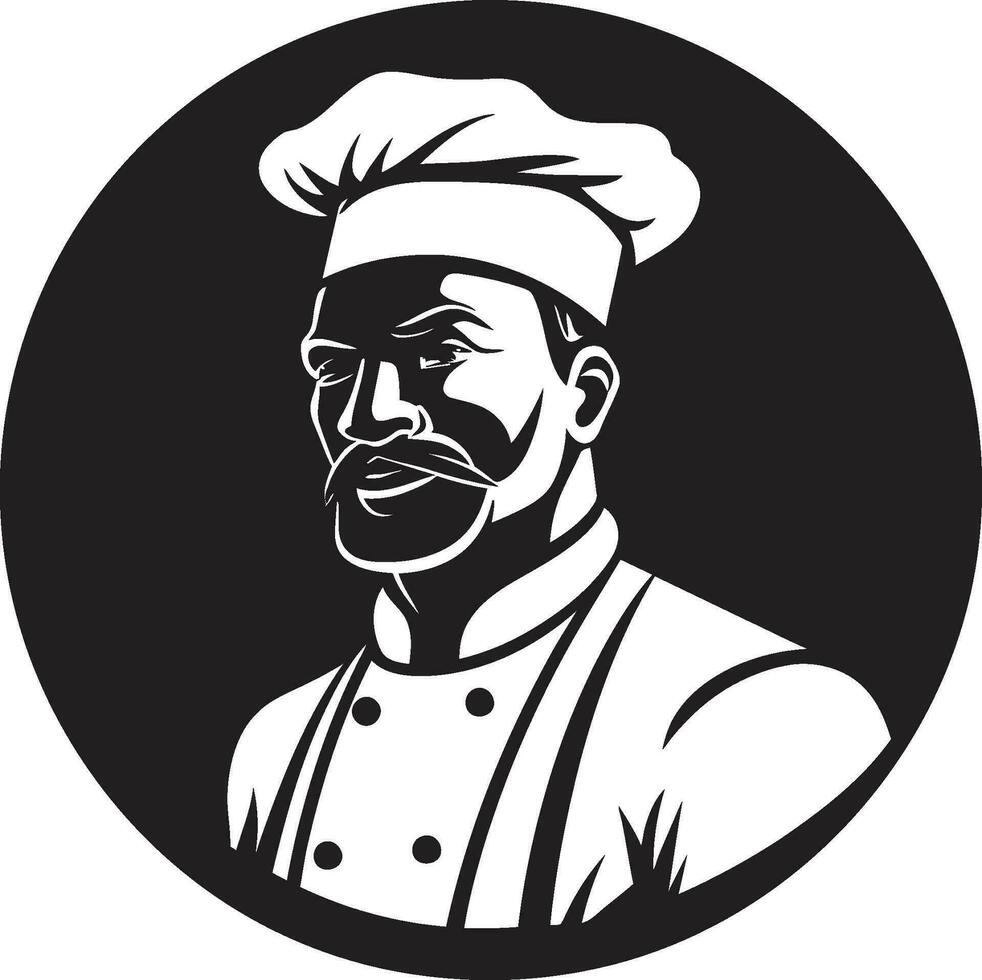 Gourmet Perfection Black Vector Culinary Art Elevating Taste Chef Vector Masterpiece