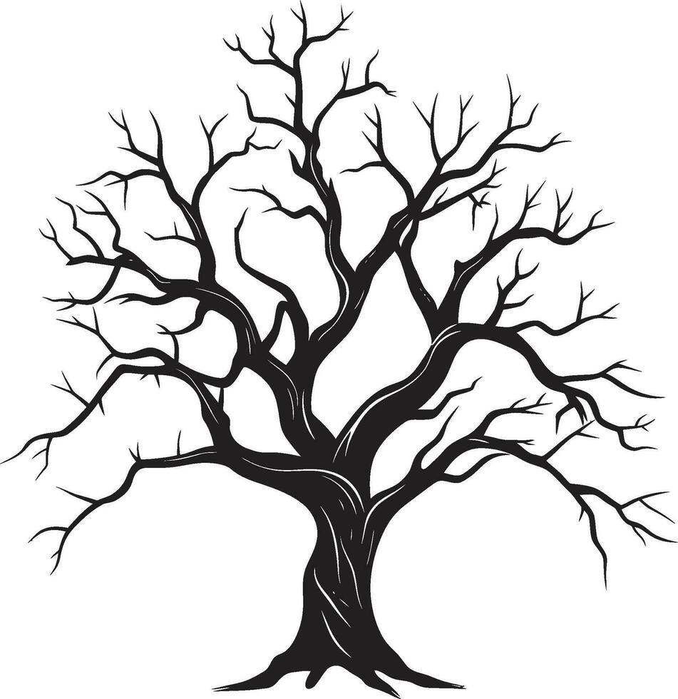 eterno quietud un negro árbol en interminable dormir marchito belleza monocromo representación de un muerto árbol vector