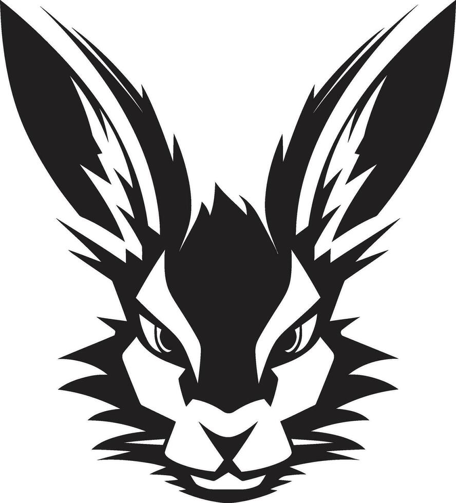 Premium Rabbit Monochrome Badge Graceful Rabbit Silhouette Icon vector