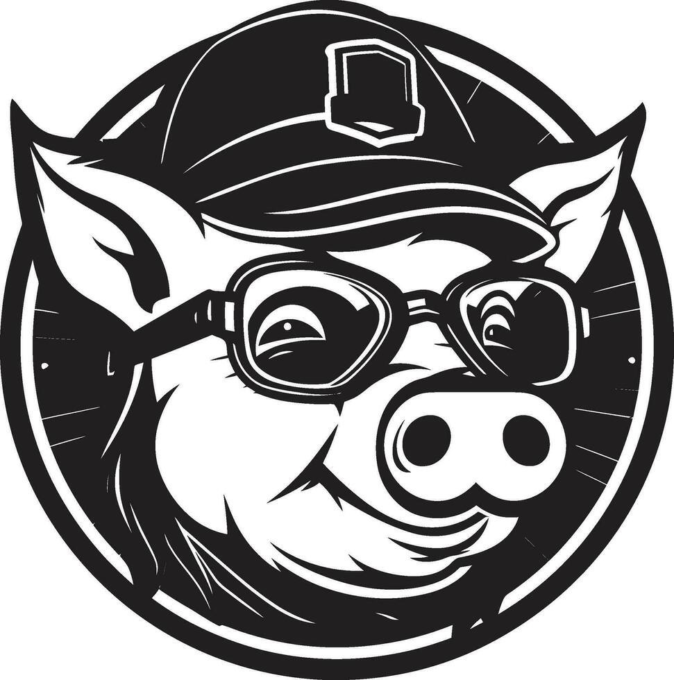 Elegant Porky Emblem Modern Pig Silhouette vector