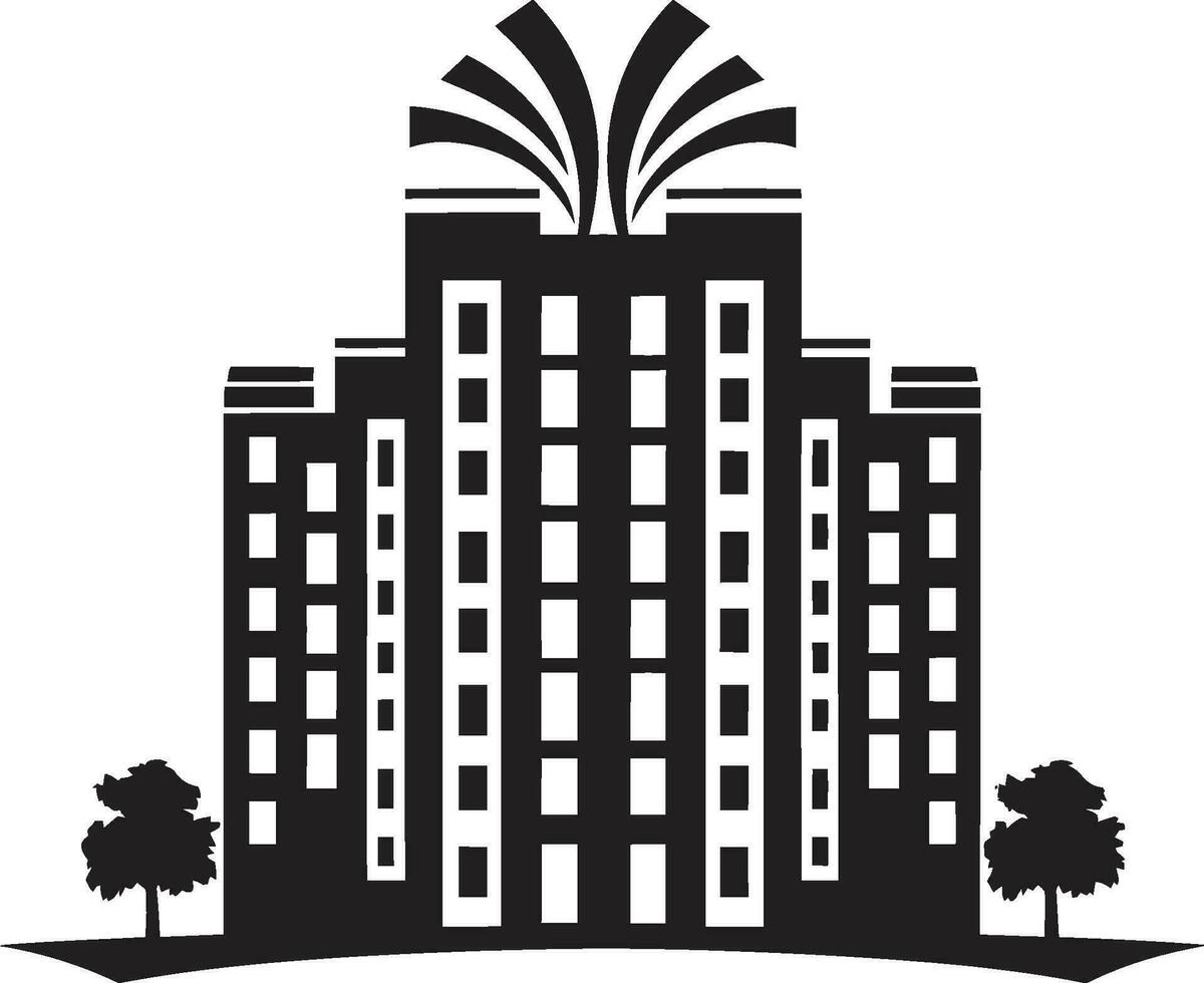 Urban Symphony in Shadows Vector Majesty Skyscraper Serenity Onyx Vector Art