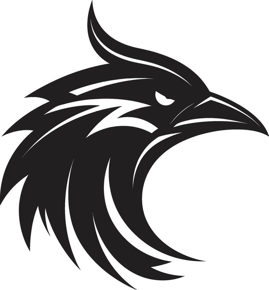 Graceful Crow Iconic Mark Raven Silhouette Geometric Insignia vector