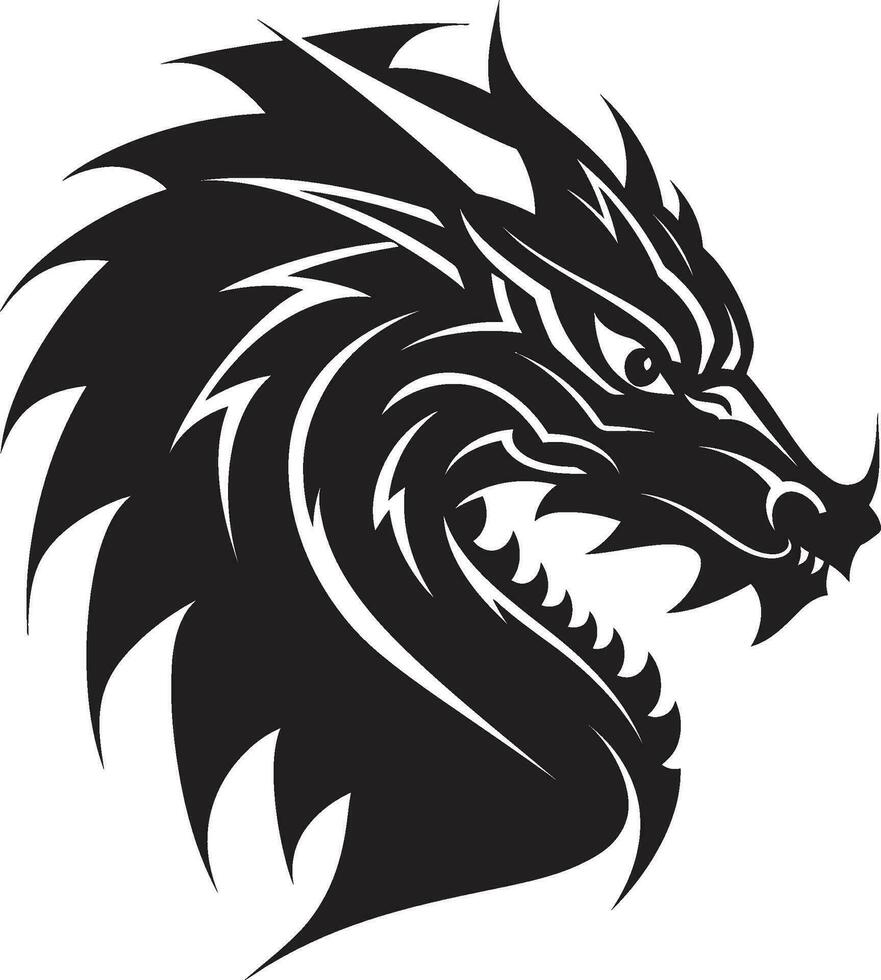 Wings of Darkness Monochromatic Vector Unleashing the Dragon Fire and Fury Black Vector Roar of the Monochromatic Dragon